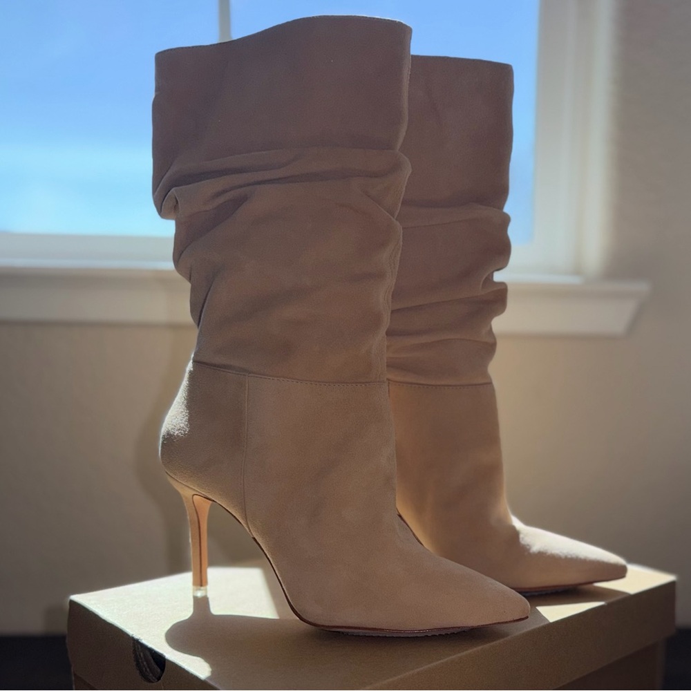 Tan Black Suede Studio Slouchy Booties
